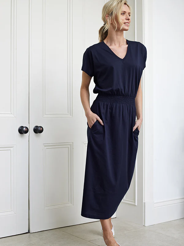 bali midi dress with pockets - navy - Image 5