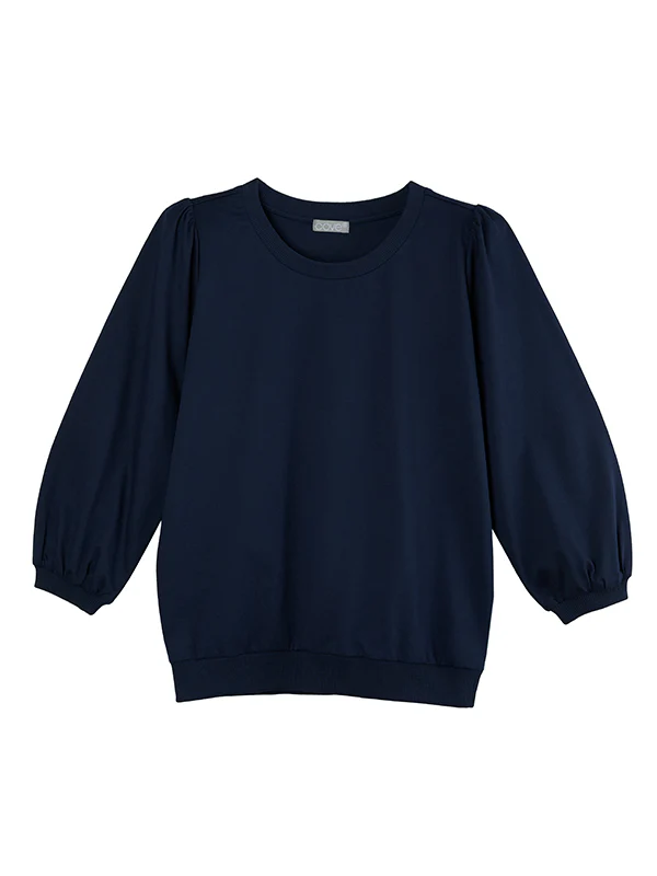 belle jersey puffed sleeve top - navy - Image 3