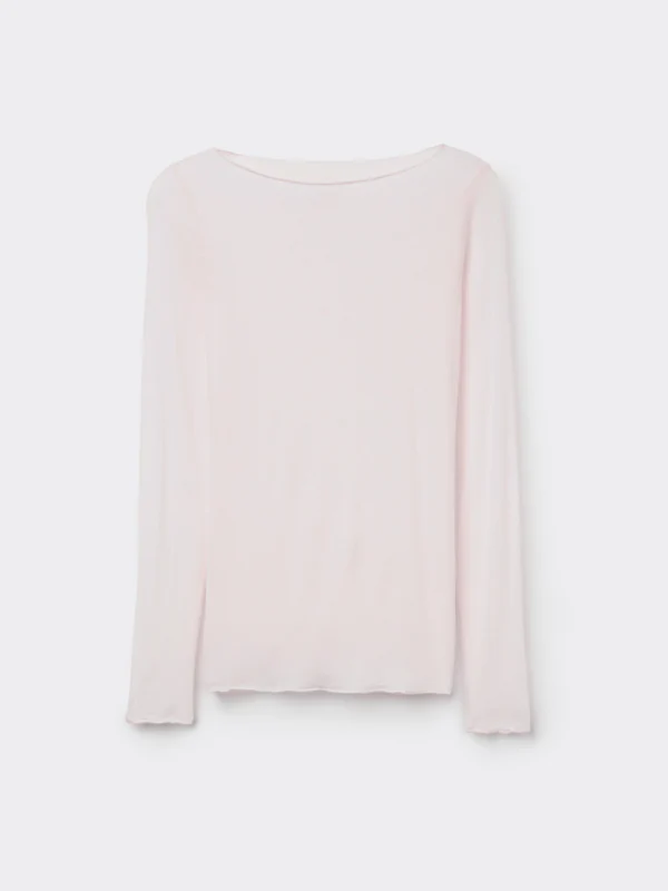 boat neck modal / cashmere base layer - baby pink - Image 2