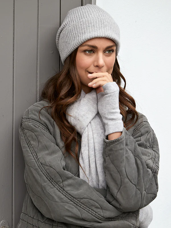 cashmere chunky wrist warmers - grey - Image 3