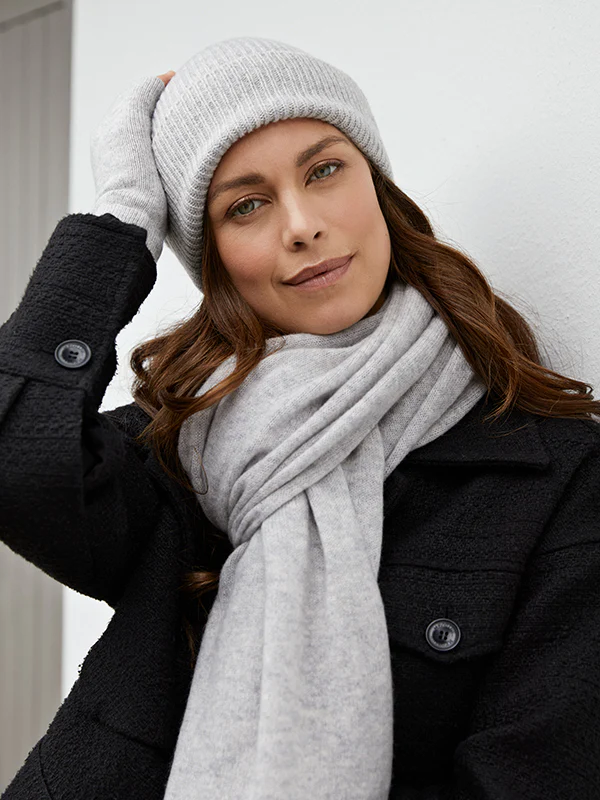 cashmere ribbed beanie - grey - Image 6