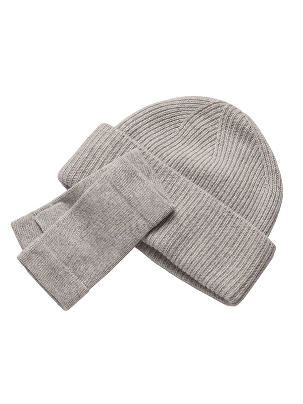cashmere ribbed beanie - grey - Image 7