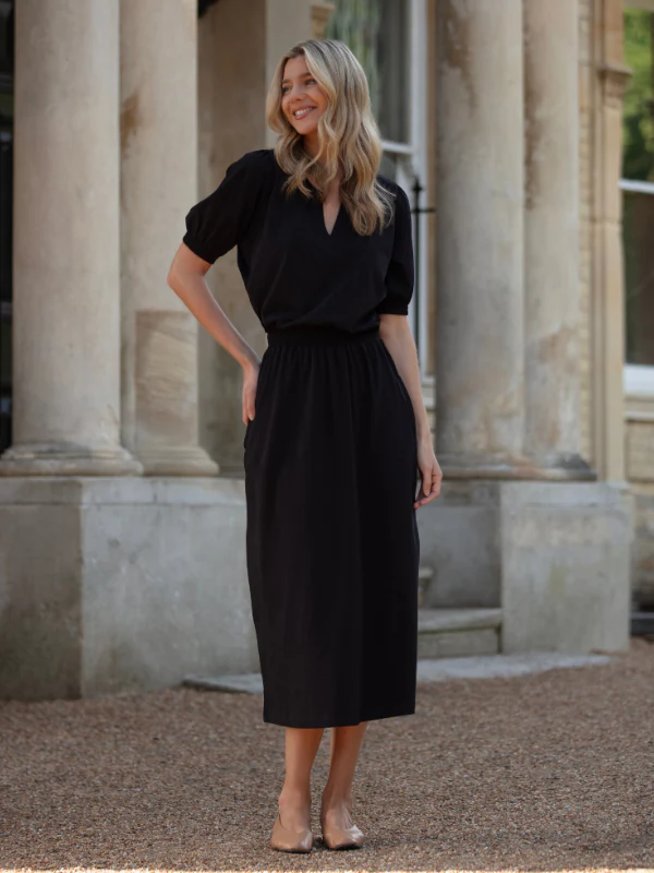 cuba midi dress with pockets - black - Image 3