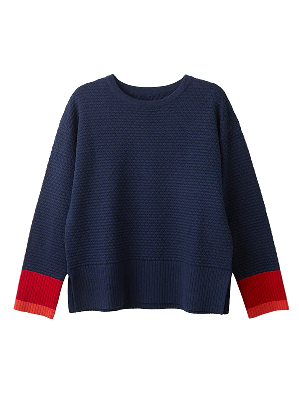 davina navy waffle stitch jumper - Image 6