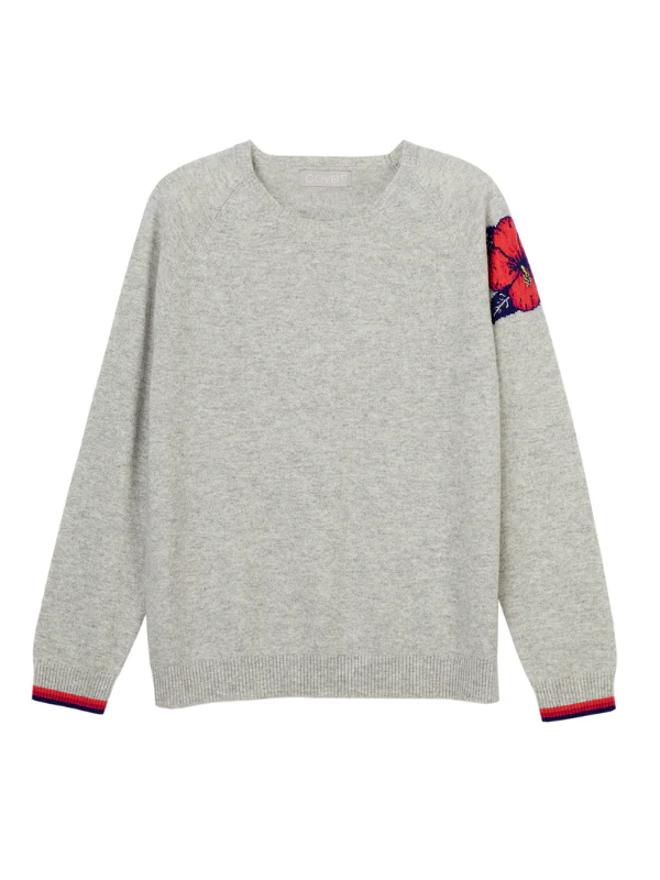 helena hibiscus cashmere jumper - grey - Image 4