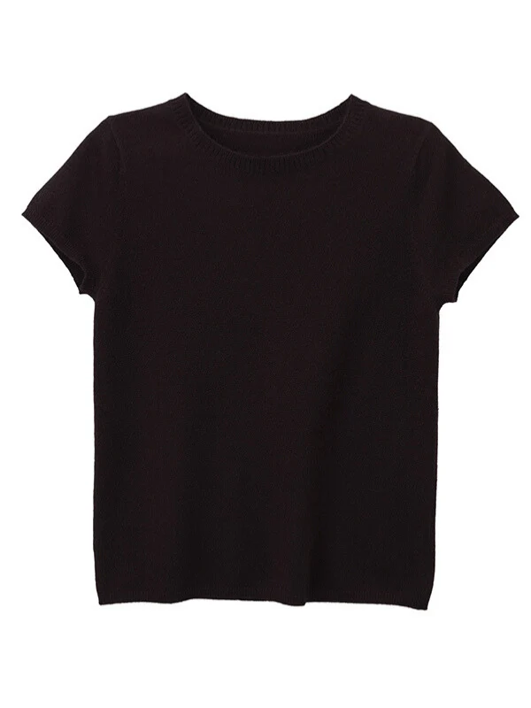 lillie cashmere tee - black - Image 3
