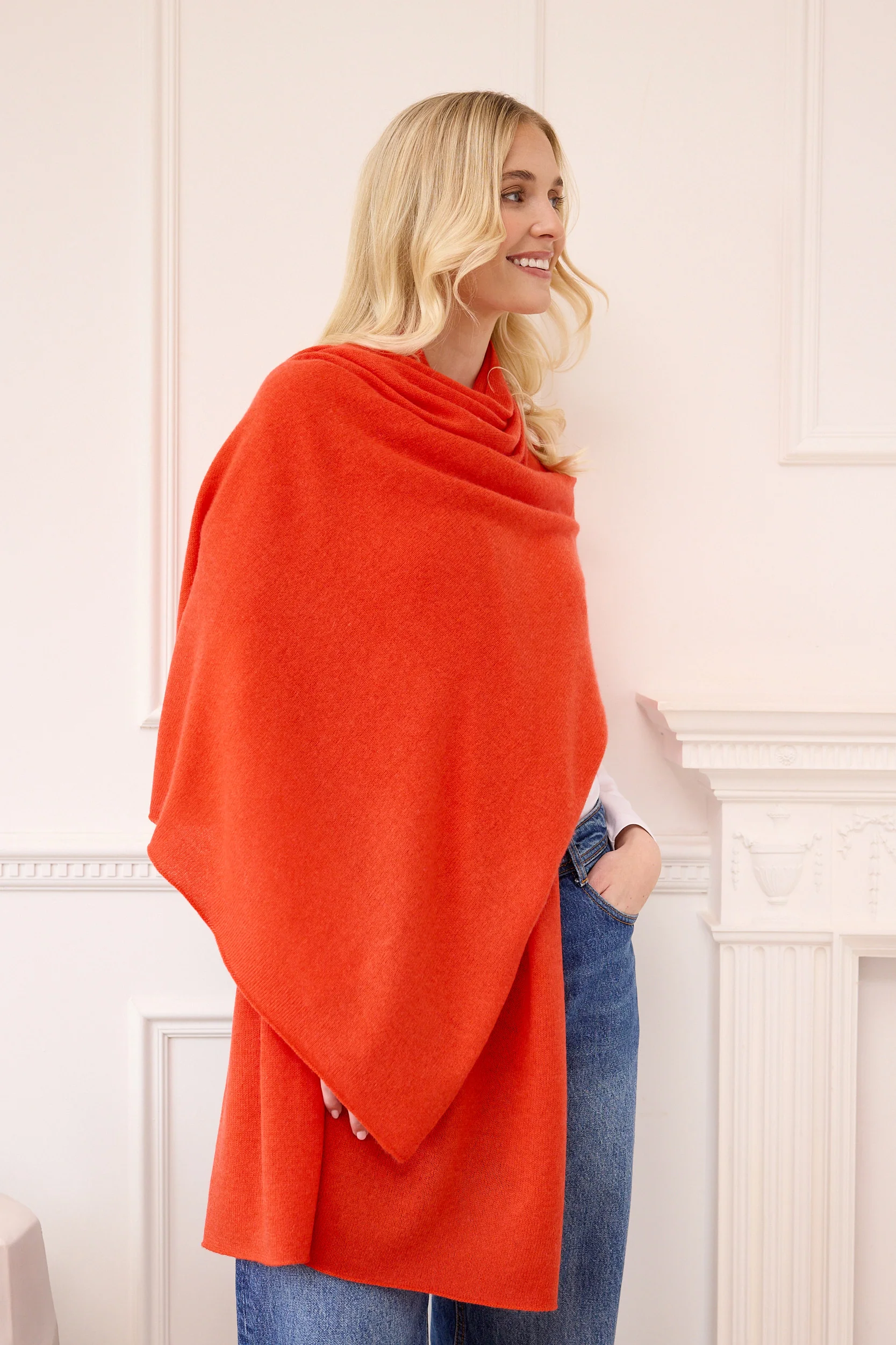 lola cashmere travel wrap - autumn orange - Image 4