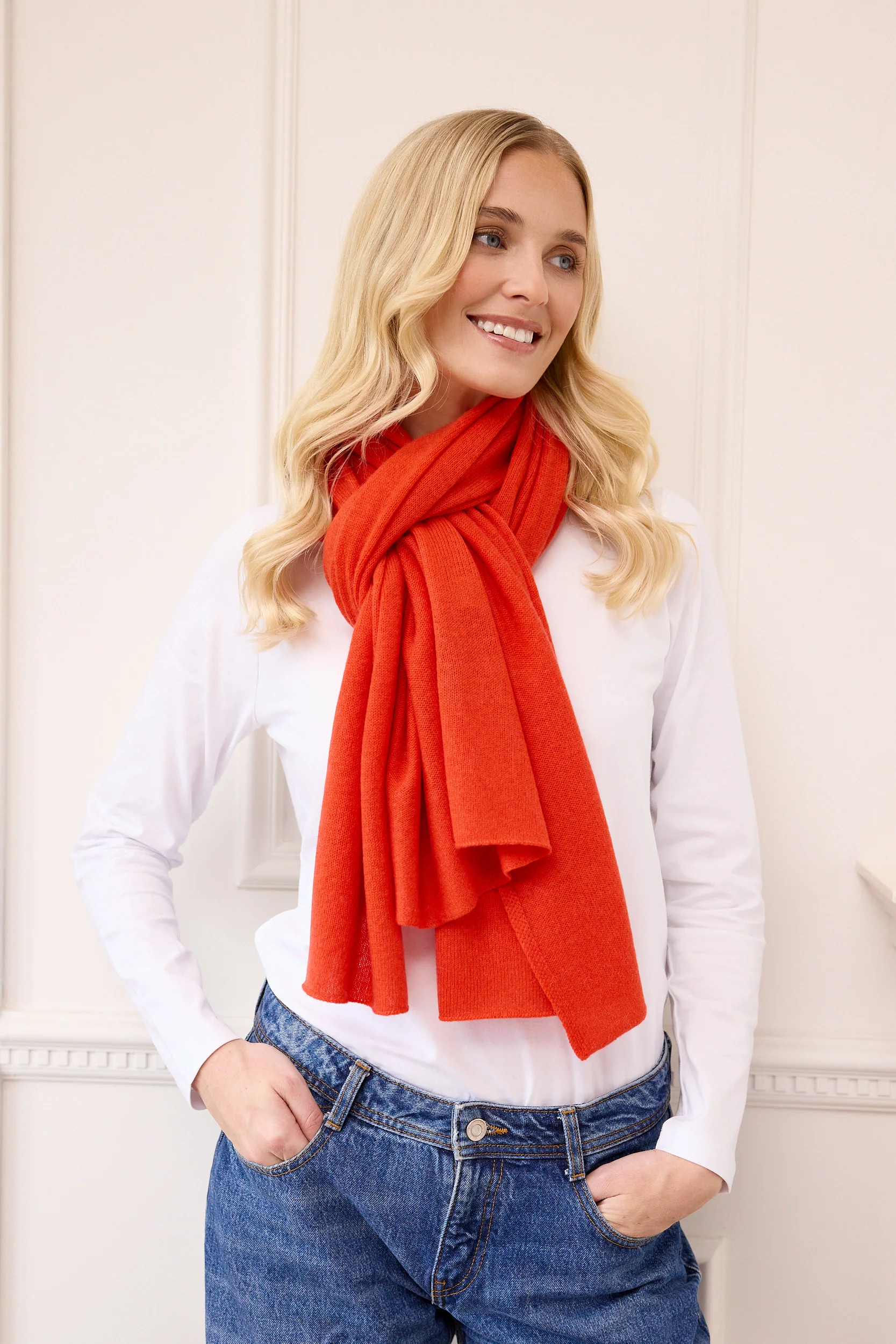 lola cashmere travel wrap - autumn orange - Image 5