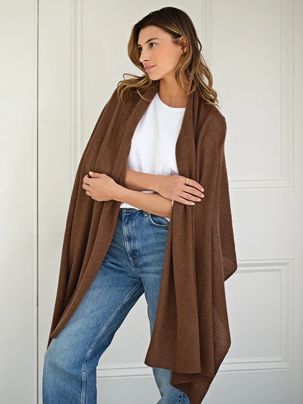 lola cashmere travel wrap - brown - Image 3
