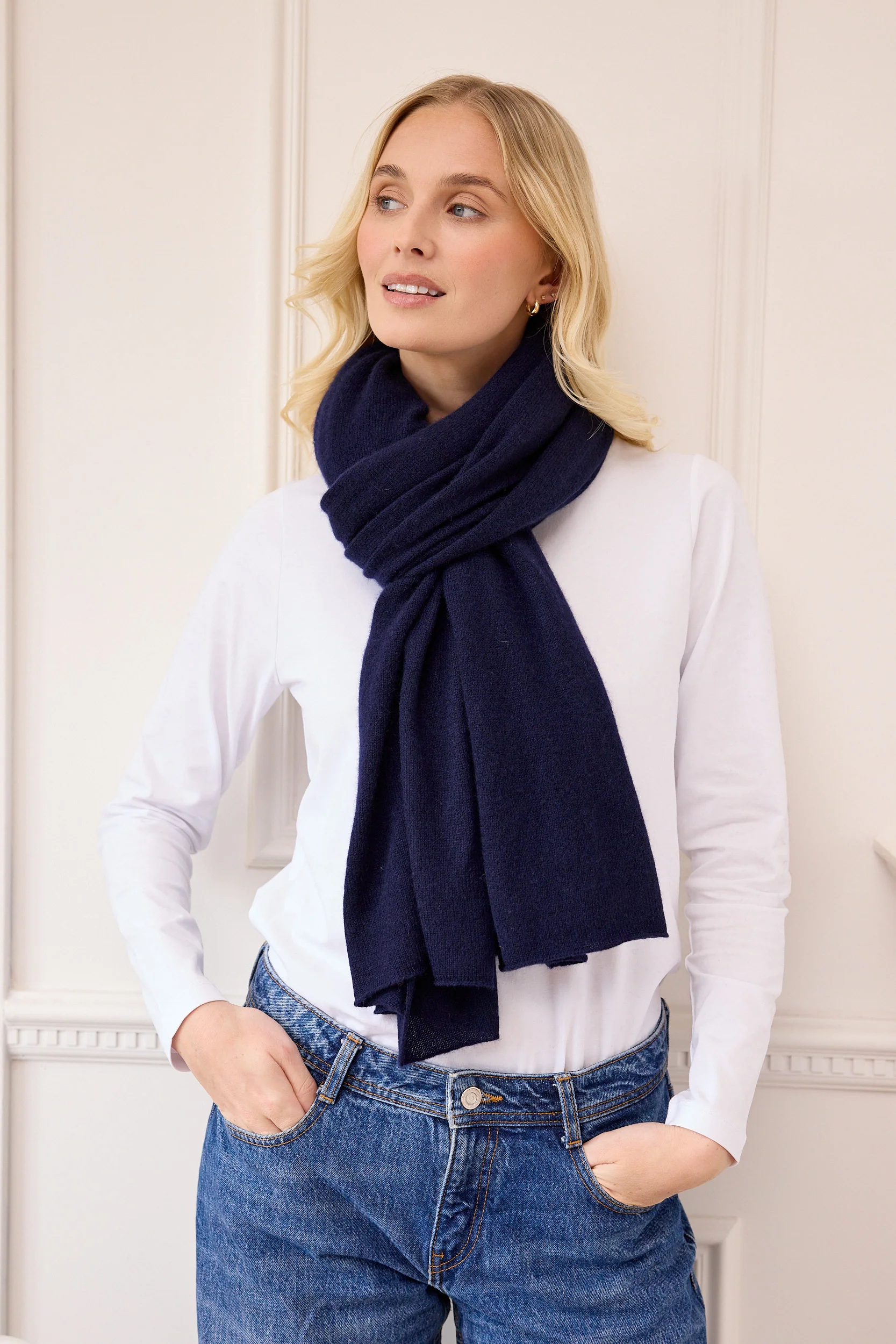 lola cashmere travel wrap - navy - Image 3