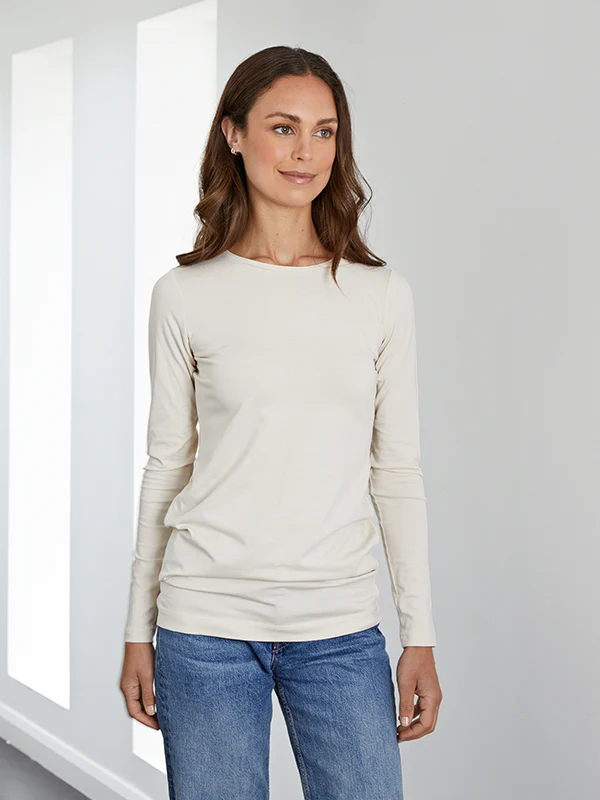 long length cotton tee - stone