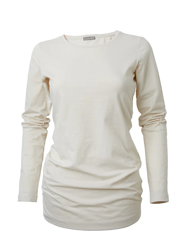 long length cotton tee - stone - Image 3