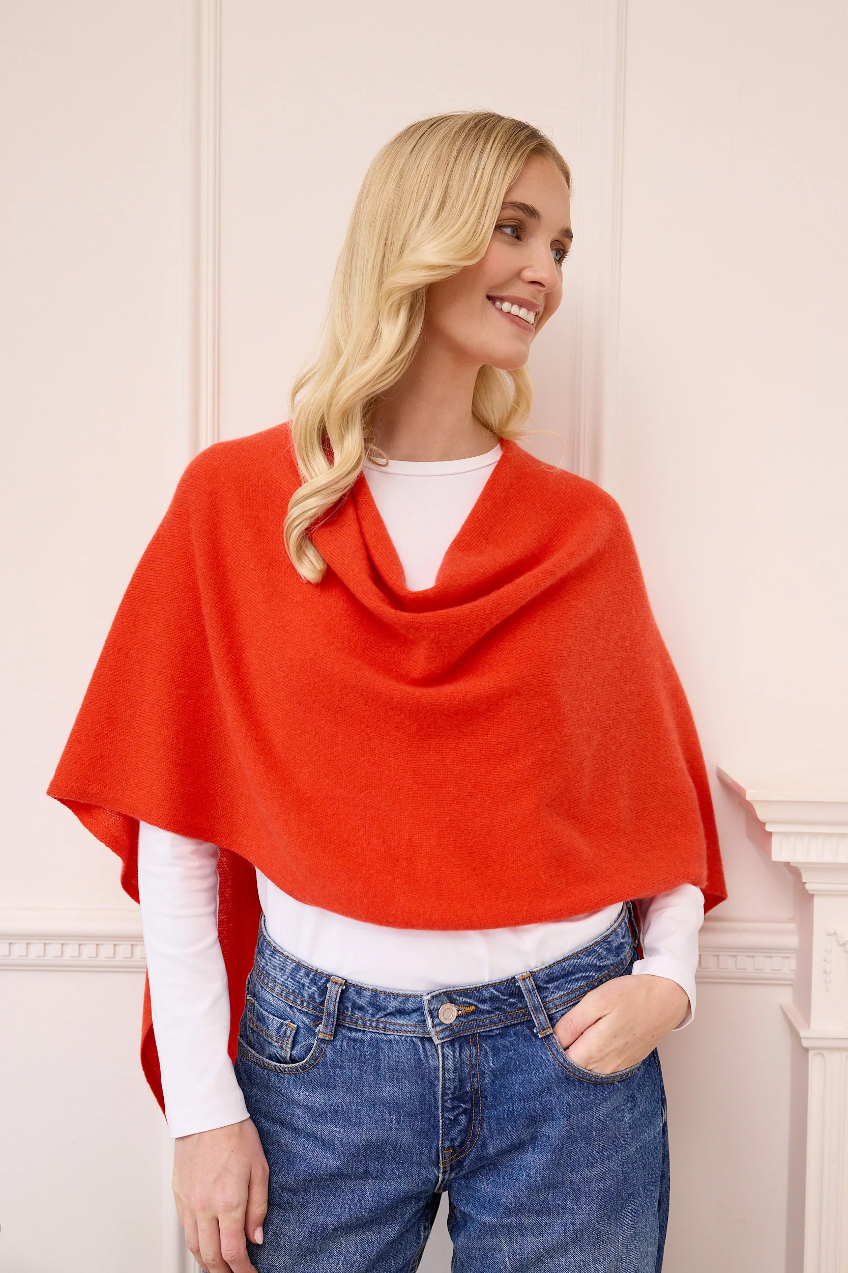 lucy 4-way cashmere poncho - autumn orange - Image 2