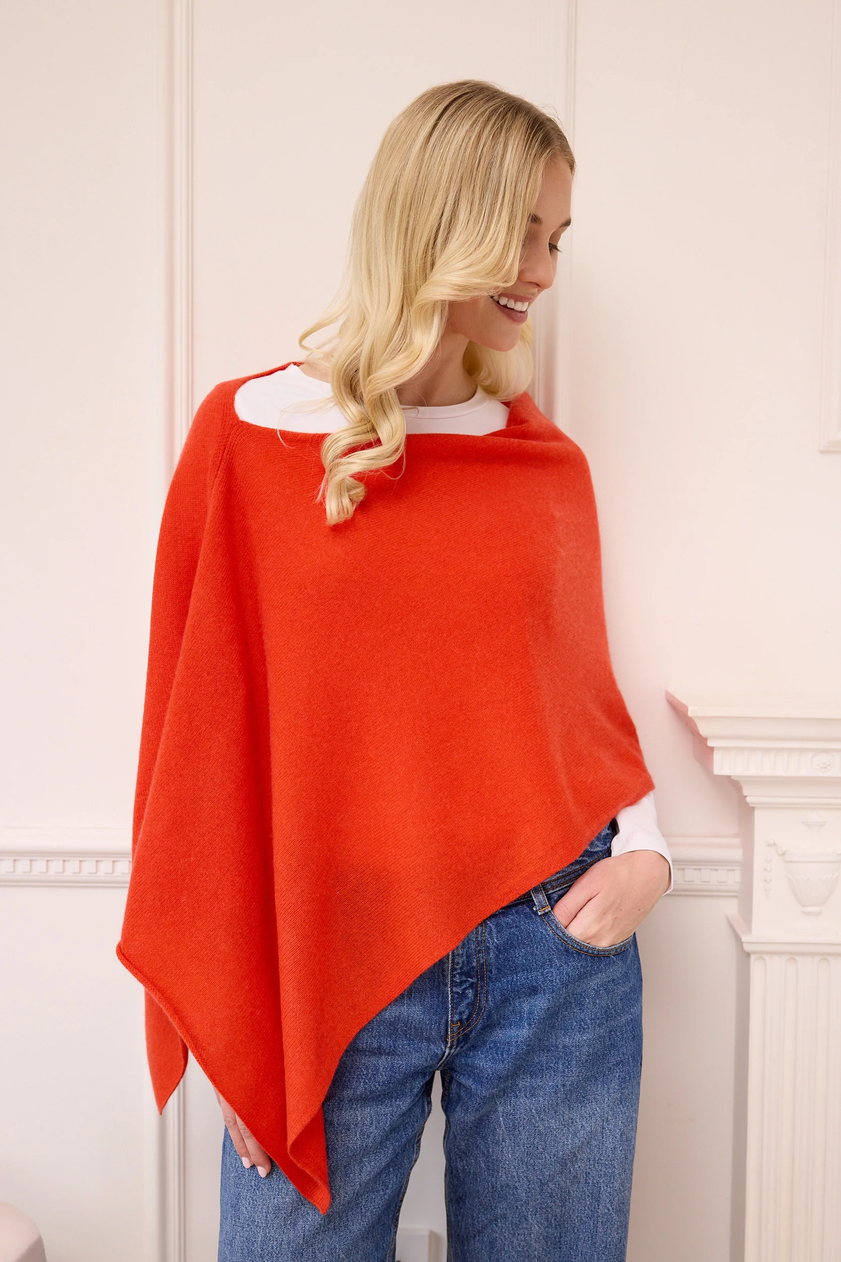 lucy 4-way cashmere poncho - autumn orange - Image 3