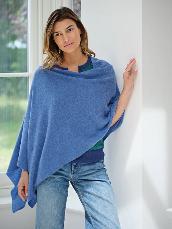 lucy 4-way cashmere poncho - blue jean