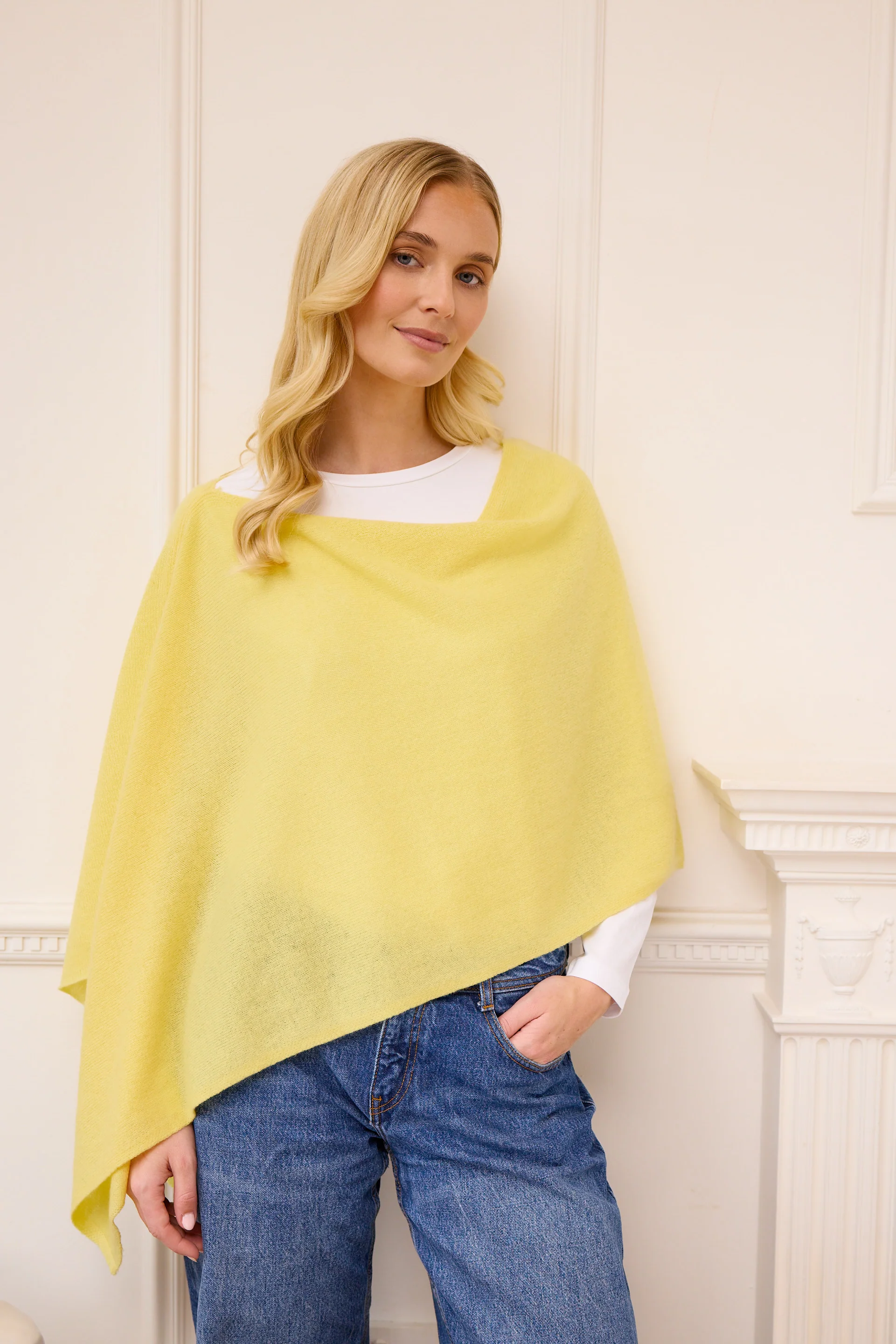 lucy 4-way cashmere poncho - pale yellow - Image 3