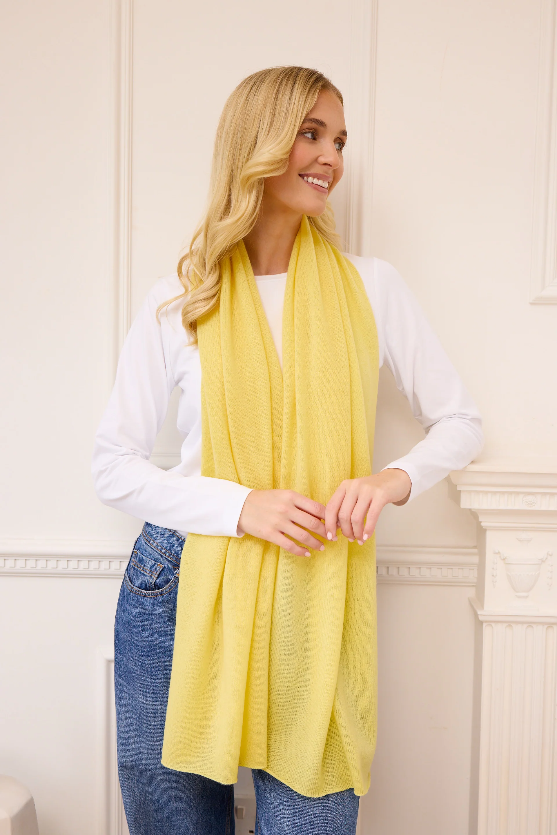 lucy 4-way cashmere poncho - pale yellow - Image 4