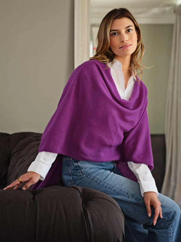 lucy 4-way cashmere poncho - purple