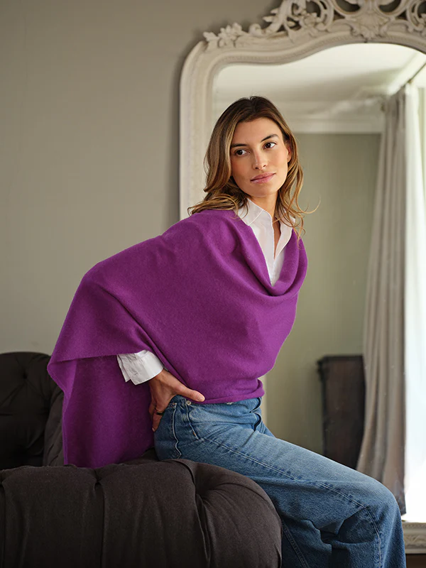 lucy 4-way cashmere poncho - purple - Image 3