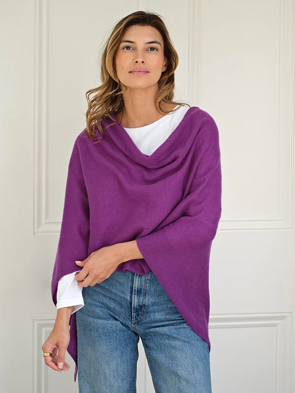 lucy 4-way cashmere poncho - purple - Image 5