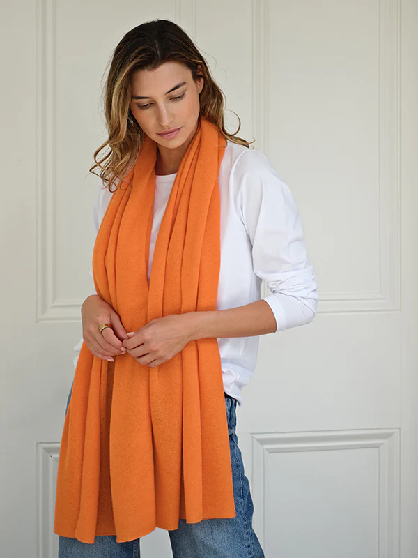 lucy 4-way cashmere poncho (ONE LEFT) - soft orange - Image 3