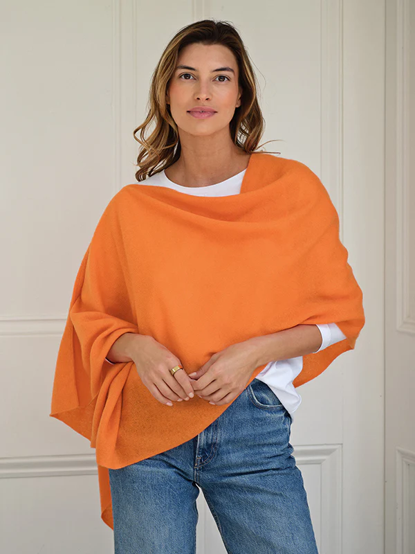 lucy 4-way cashmere poncho (ONE LEFT) - soft orange - Image 4