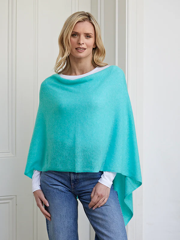 lucy 4-way cashmere poncho - aqua - Image 3