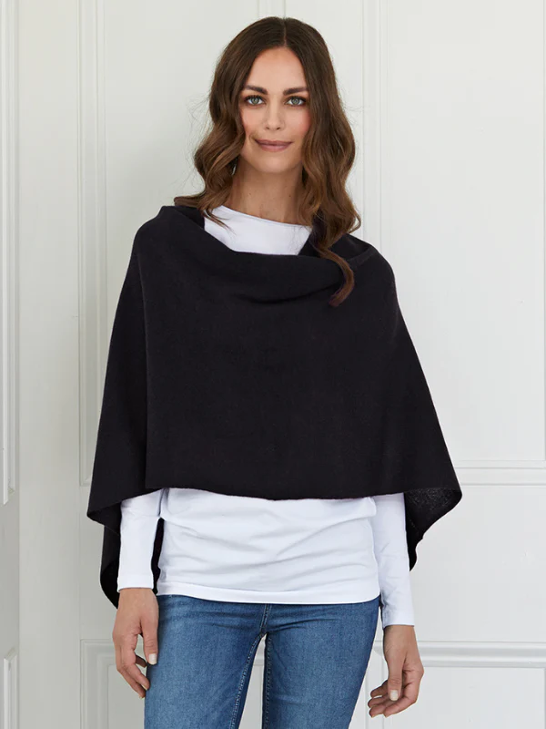 lucy 4-way cashmere poncho - black - Image 3
