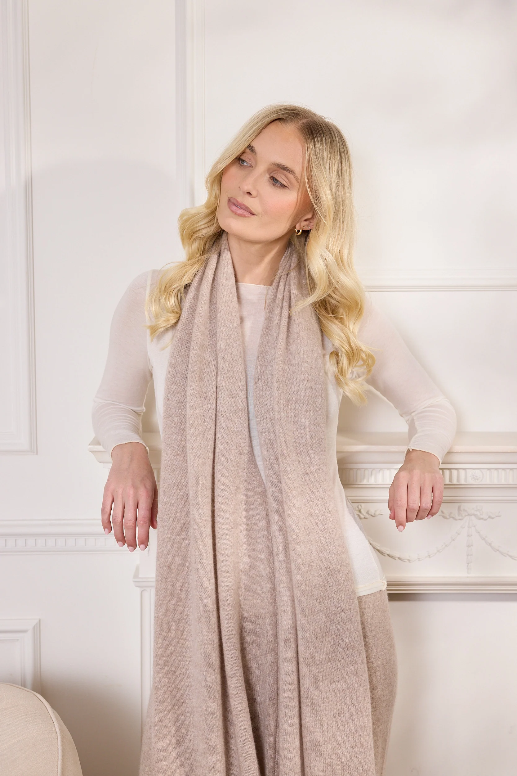 lucy 4-way cashmere poncho - fawn - Image 3