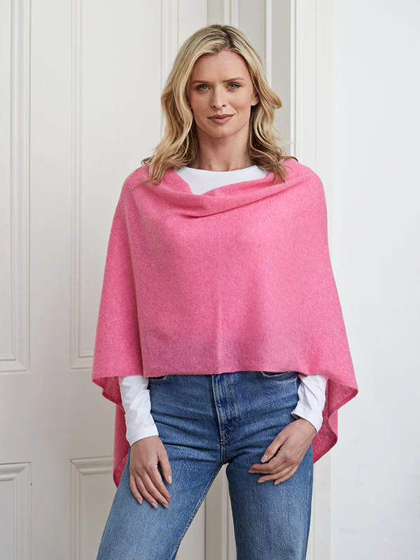 lucy 4-way cashmere poncho (ONE LEFT) - pink - Image 4