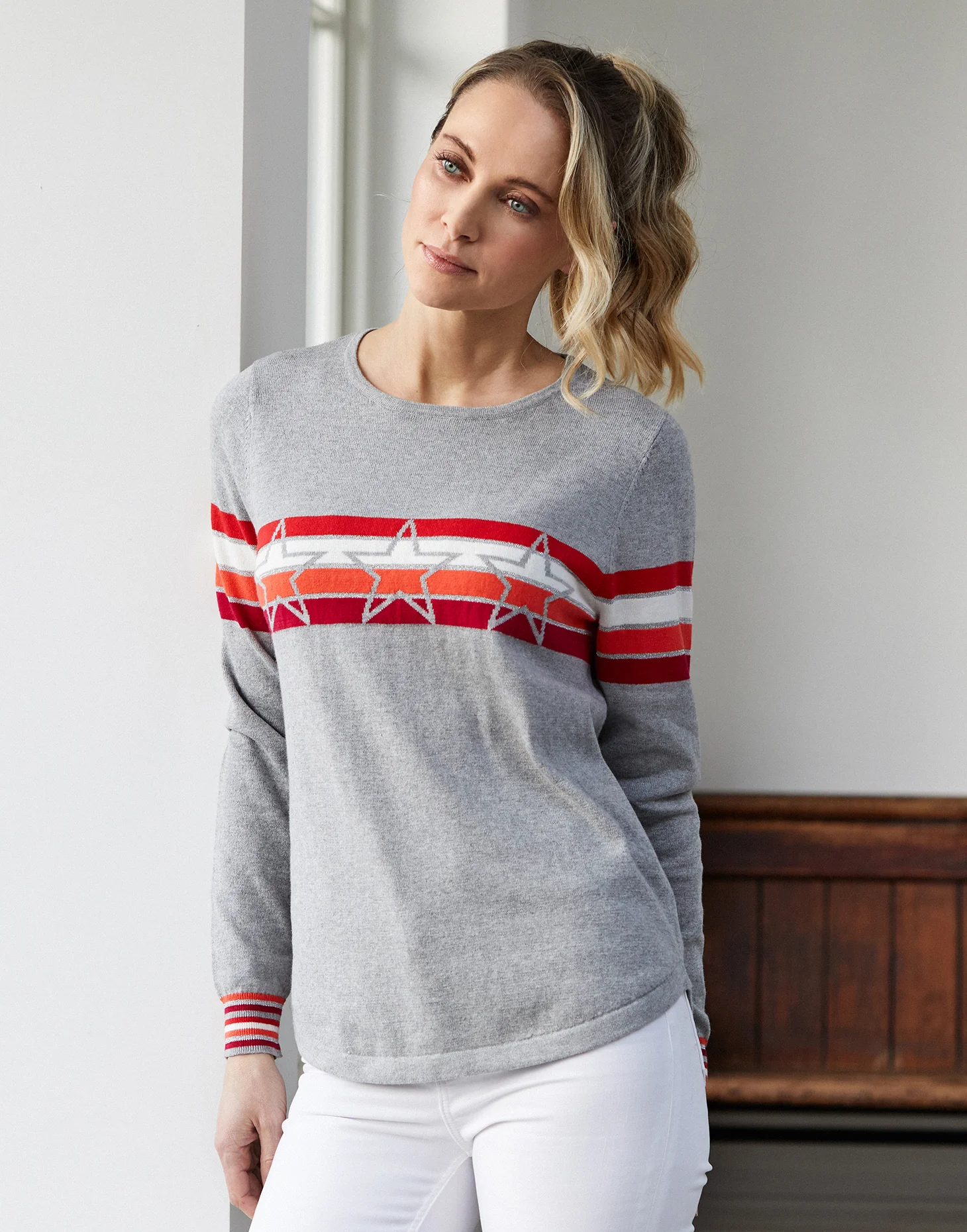maria cotton cashmere jumper - grey - Image 3