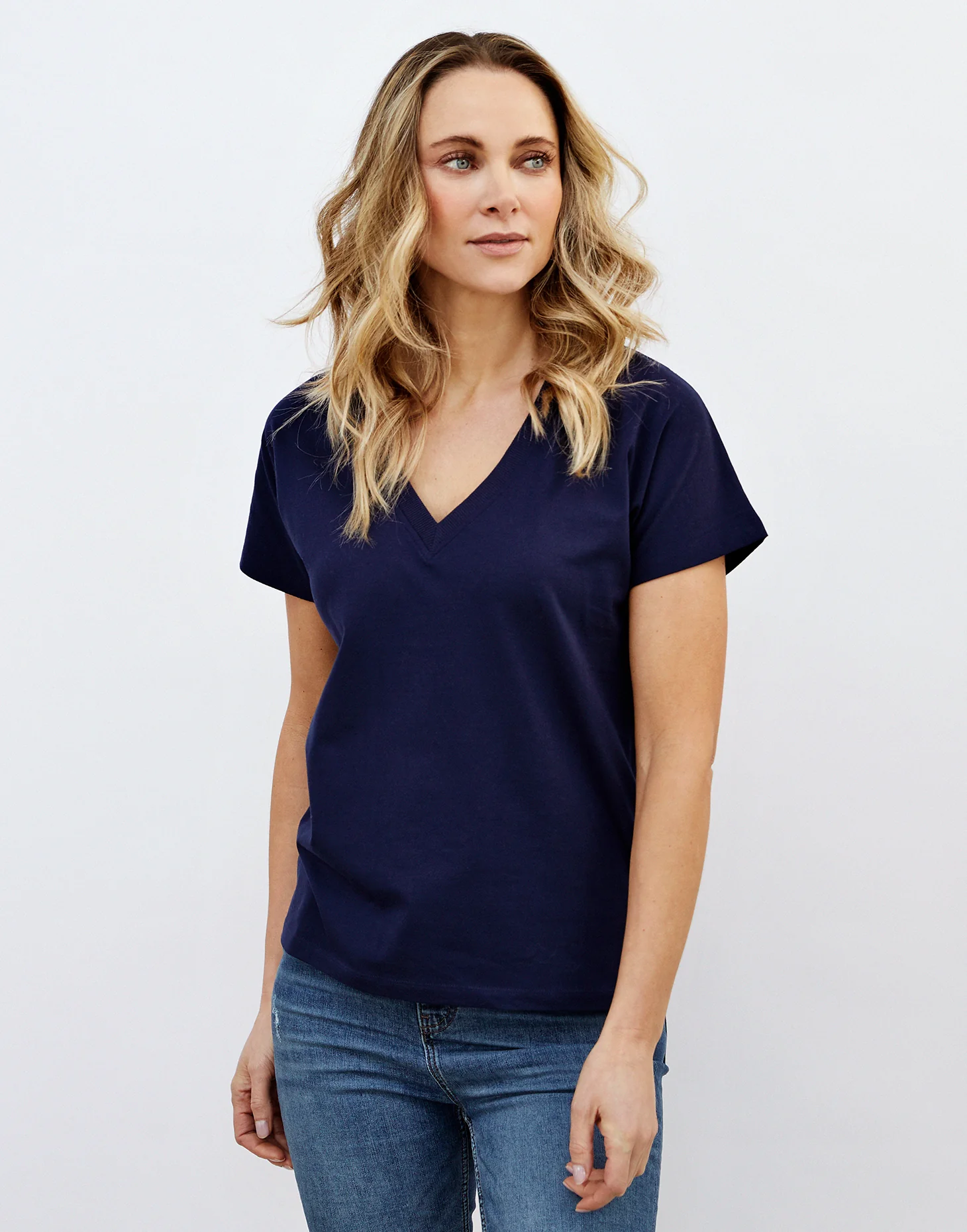 v neck short sleeve tee - navy - Image 3