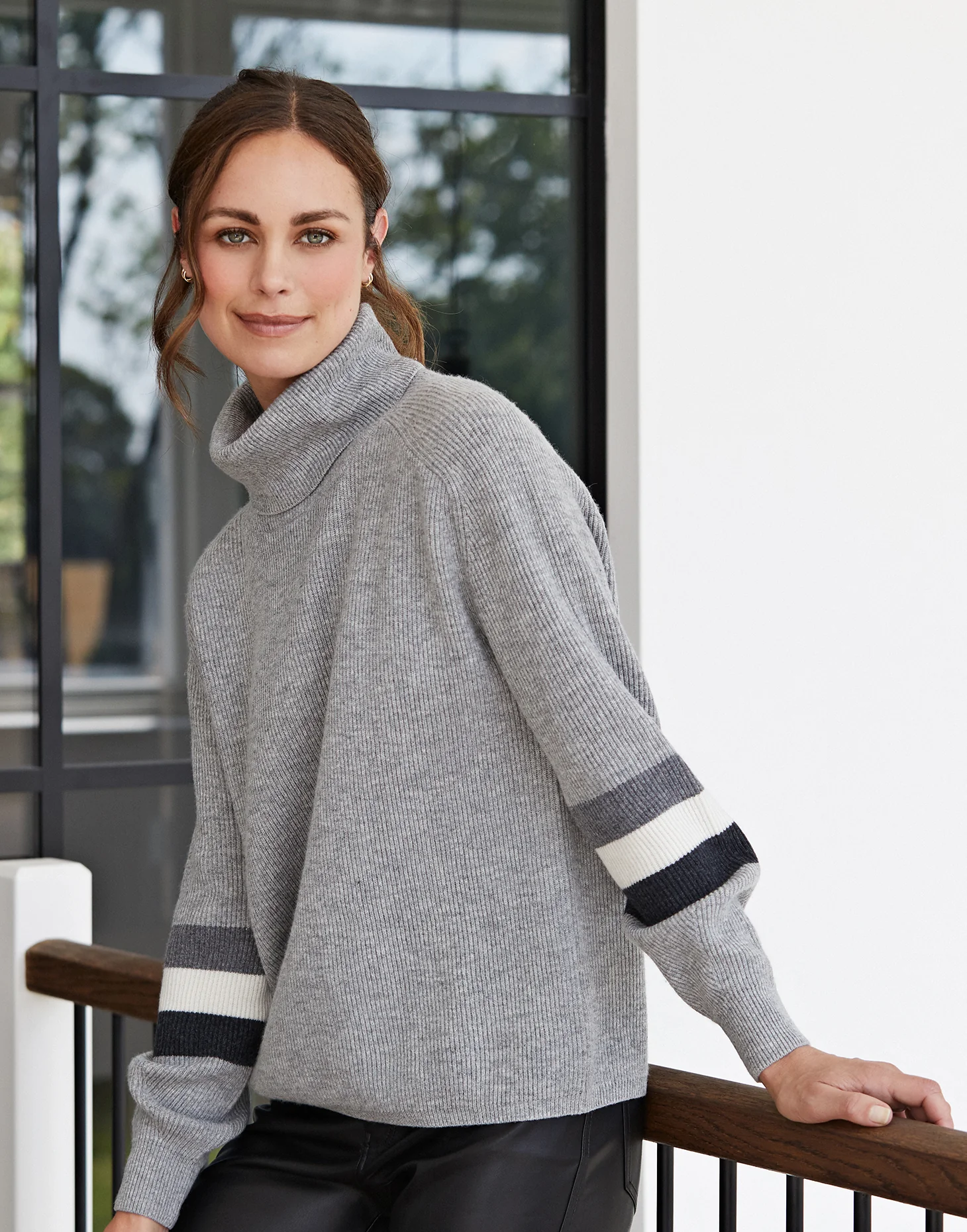 rosa roll neck jumper - grey - Image 3