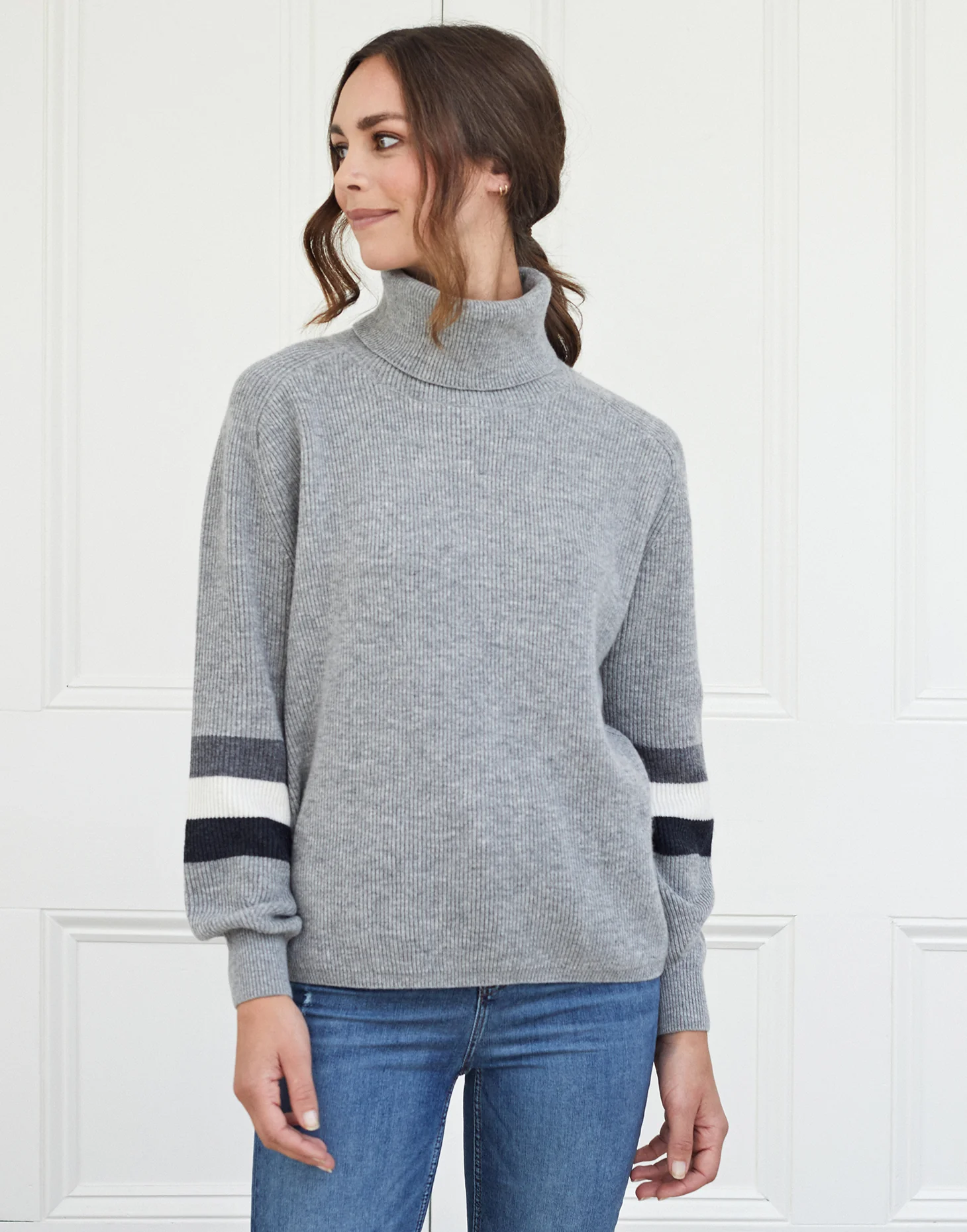 rosa roll neck jumper - grey - Image 4